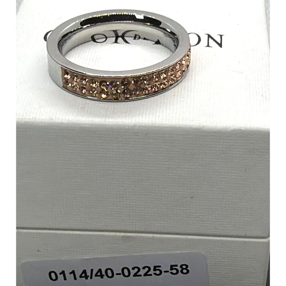 NIB Coeur de Lion Rose Gold Stainless Steel Peach Swarovski Crystal Ring Sz 8.5 - Picture 6 of 16